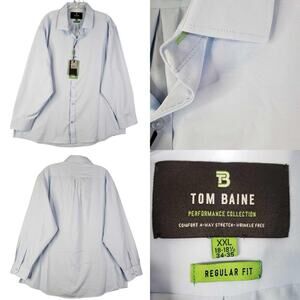 Tom Baine Shirt Button Down Men’s Size XXL Performance Long Sleeve Blue New